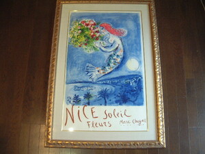 マルク・シャガール「天使の湾　ニース・太陽 ・花」 オリジナル・リトポスター（石版画）真作保証