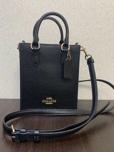 1 jpy ~![ beautiful goods ]COACH Coach 2way handbag shoulder bag black leather Mini tote bag 