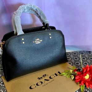  COACH シンプル ブラック ショルダー レザー 2way