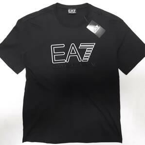 [新品] EA7 / EMPORIO ARMANI ビッグ刺繍ロゴ入り【メンズ・ジャージ半袖Tシャツ】◆2023年春夏モデル サイズ：XL(52相当) ◆色：黒の画像1