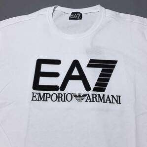 [新品] EA7 / EMPORIO ARMANI ビッグ刺繍ロゴ入り【メンズ・ジャージ半袖Tシャツ】◆2023年春夏モデル サイズ：S(46相当) ◆色：白の画像3