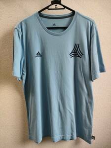 アディダス ADIDAS プリントTシャツ（半袖）水色 sizeXO 中古