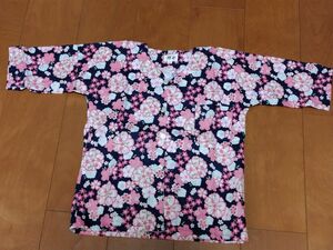 【美品】粋や 鯉口シャツ 花柄 4号 130cm 女児 祭り衣装