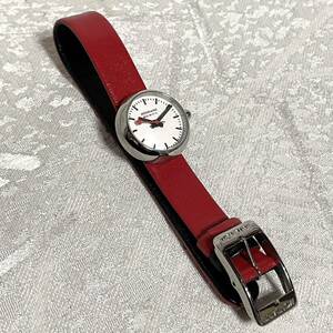 未使用【MONDAINE/モンディーン】腕時計 RAILWAY WATCH クオーツ 白文字盤 ブレスレットタイプ ※電池切れ