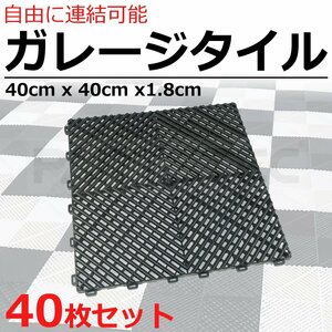 ガレージタイル ブラック 40枚セット ガレージマット 40cm×40cm×1.8cm はめ込み 耐荷重 約5t ベランダ 屋外 駐車場 / 147-139×40 NF*