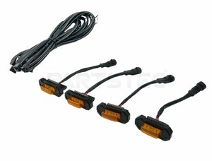 汎用 アンバー LED グリル マーカー 4個セット 取付ステー付 オレンジレンズ 12V フロントグリル SUV クロカン / 146-103+147-57×4 PP*