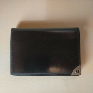 処分 1円スタート dunhill 名刺入れ BLACK 黒 本革 レザー 中古ホツレ有り。