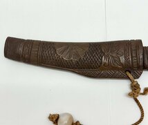 即決 アイヌ マキリ 短刀 石玉付き 全長31cm 刃渡り10.5cm 年代物_画像2