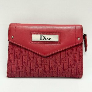 1 jpy ~Dior Dior 3. folding purse Vintage red fastener change purse .