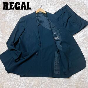 大きいサイズ　REGAL ブラックフォーマル　セットアップスーツ　XL 黒 ストライプ ビジネス ジャケット パンツ 