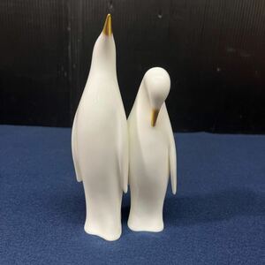 Noritake ノリタケ オールドノリタケ 金彩 ペンギン ペア フィギュリン ポーセリンアート 置物 白磁 陶磁人形 日本製