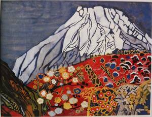 Art hand Auction 가타오카 타마코 매화와 동백꽃 피는 후지 화집 액자, 그림, 일본화, 풍경, 바람과 달