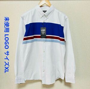 未使用 LOGO 長袖ボタンダウンシャツ XL ホワイト