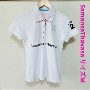 サマンサタバサ ゴルフ 半袖ポロシャツ M ホワイトSamansaThavasa