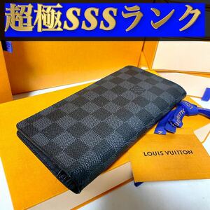 196【超極ＳＳＳランク】★ルイヴィトン★二つ折り 長財布 ブラザ ダミエグラフィット★正規品★ 