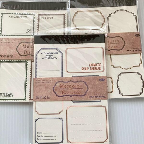 【12】メモ帳 ミニメモ 3種 カード コラージュ 海外 デコ 装飾 シンプル