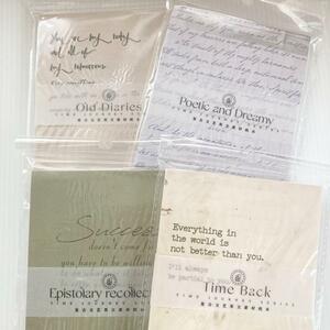 【43】メモ帳 4種 英字 シンプル 素材紙 紙もの コラージュ 海外 装飾