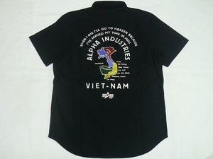 新品ALPHAアルファ[VIET-NAM BackStainShirts]半袖アーミーシャツS黒\8690