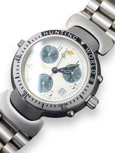 1円スタート 美品 HUNTING WORLD SPORTABOUT CHRONOGRAPH ハンティングワールド クロノグラフ メンズ 腕時計 SS/QZ クォーツ 可動品