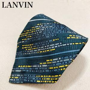 LANVIN PARIS ランバン ネクタイ シルク100％ フランス製 メンズ オフィス ビジネス スーツ 高級感 ブランド ワンポイントロゴ 総柄 M53