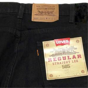 90s dead Stock 505 Vintage Levi’s Jeans Black Denim Pants ビンテージ リーバイス 黒 デニムw34 L30 未使用 デッドストックの画像3