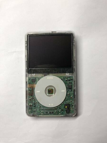 iPod classic 30GB→新品SSD128GB&新品バッテリー交換済　iTunes同期、動作確認済　フロントマスク&ホームボタンスケルトンに交換済