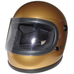 ZK-540 フルフェイスヘルメット（ゴールド）クリアーシールド付属 全排気量対応 フリーサイズ 昭和レトロ 旧車 族ヘル 70年代デザイン