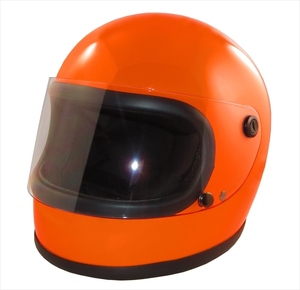ZK-540 フルフェイスヘルメット（オレンジ）全排気量対応 フリーサイズ 昭和レトロ 旧車 族ヘル 70年代デザイン クリアーシールド付属