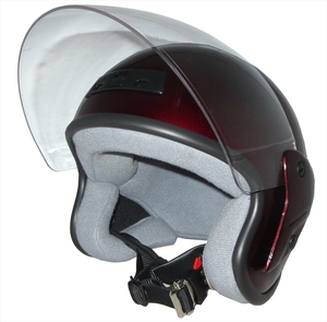 ZK-400 ジェットヘルメット（ワインレッド）UVカット ハードコートシールド標準装備 全排気量対応 サイズ調整スポンジ付き S~L調整可