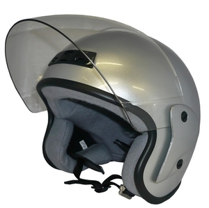 ZK-400 ジェットヘルメット（シルバー）UVカット ハードコートシールド標準装備 SG公認 全排気量対応 サイズ調整スポンジ付き S~L調整可