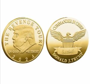 2024アメリカ大統領チャレンジコイン　ドナルドトランプ ★ GOLD 金メッキ★記念コイン★トランプサイン★ノベルティ★ツアー