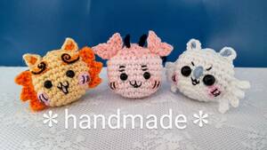  hand made knitting * hair elastic 3 piece collection * crab Chan & Momo nga&si-sa- manner 
