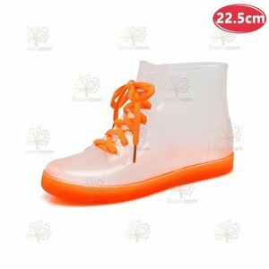  stylish * sneakers rain boots K-380[22.5cm] boots lady's girl rain shoes rainy season 