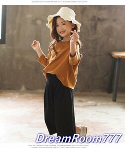 【140cm】ゆるかわ ドルマントップス＆ワイドパンツ ガウチョパンツ セットアップ 子供服 女の子 韓国子供服