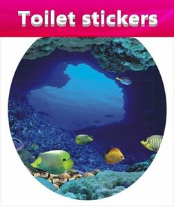 送料無料！３D toilet ウォールステッカー 熱帯魚 騙し絵 はがせる 壁紙 シール 防水 DIY 壁 トイレ インテリア 天井