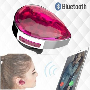 Bluetooth 搭載 ドロップ型 ジュエリー ワイヤレスイヤホン ピンク 片耳 独立型 コードレス クリスタル 宝石 ビジュー ヘッドホン