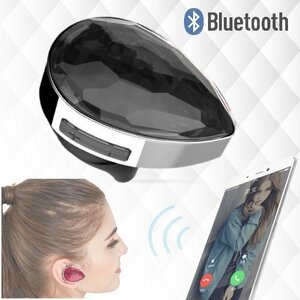 Bluetooth 搭載 ドロップ型 ジュエリー ワイヤレスイヤホン ブラック 片耳 独立型 コードレス クリスタル 宝石 ビジュー ヘッドホン