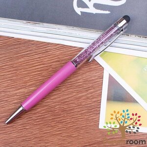 2way クリスタル インク タッチペン 繰り出し式 油性ボールペン 【05 紫】 ガラス スマホ タブレット スタイラスペン