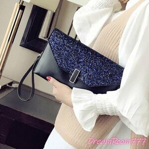 kira グリッター スクエア クラッチBAG 【ブラック】革 レザー ハンドバッグ 海外セレブ K-081-7