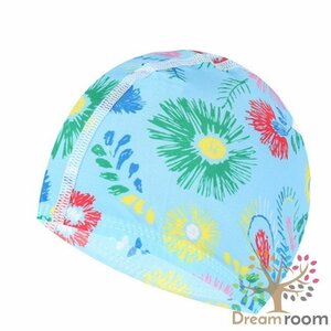 【K-201-02】Tropical デザイン スイムキャップ 水着 柄 帽子 子供～大人 兼用 ビーチ 海 プール 水泳キャップ