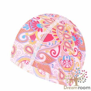 【K-201-07】Tropical デザイン スイムキャップ 水着 柄 帽子 子供～大人 兼用 ビーチ 海 プール 水泳キャップ