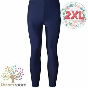 men's スイムウェアー ラッシュガード ロングパンツ 無地 【ネイビー 2XL】 K-245 水着 ボトム 水泳 競泳 レギンス