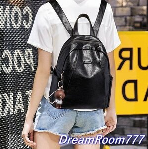 classic 型崩れ防止 レザー リュック BAG 【ブラック】ハンドバッグ ショルダーバッグ 海外セレブ K-064-1