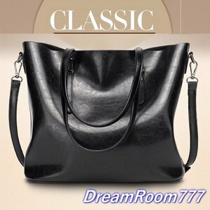 防水 classic 大きめ レザー トートBAG【ブラック】ハンドバッグ ショルダーバッグ 本革 K-060-3