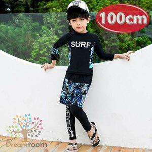 kids 3 point set ethnic pattern Rush Guard + sea water pants + leggings setup man [110cm] K-235 swimsuit for children swim wear -