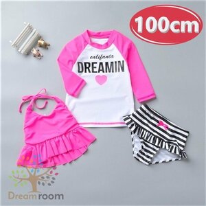 kids 3 point set frill border skirt bikini + Rush Guard setup girl [100cm] K-241