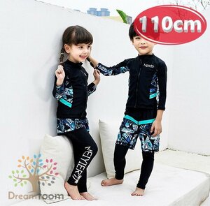 kids 3 point set ethnic pattern Parker type Rush Guard + sea water pants + leggings setup man [100cm] K-236 swim wear -