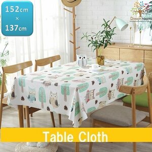  tablecloth owl PVC made waterproof . oil processing rectangle 152cm×137cm Rancho n tea mat table linen set I-012