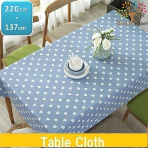  tablecloth blue Heart PVC made waterproof . oil processing rectangle 220cm×137cm Rancho n tea mat table linen set I-019