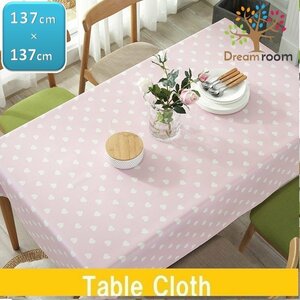  tablecloth pink Heart PVC made waterproof . oil processing square 137cm×137cm Rancho n tea mat table linen set I-020